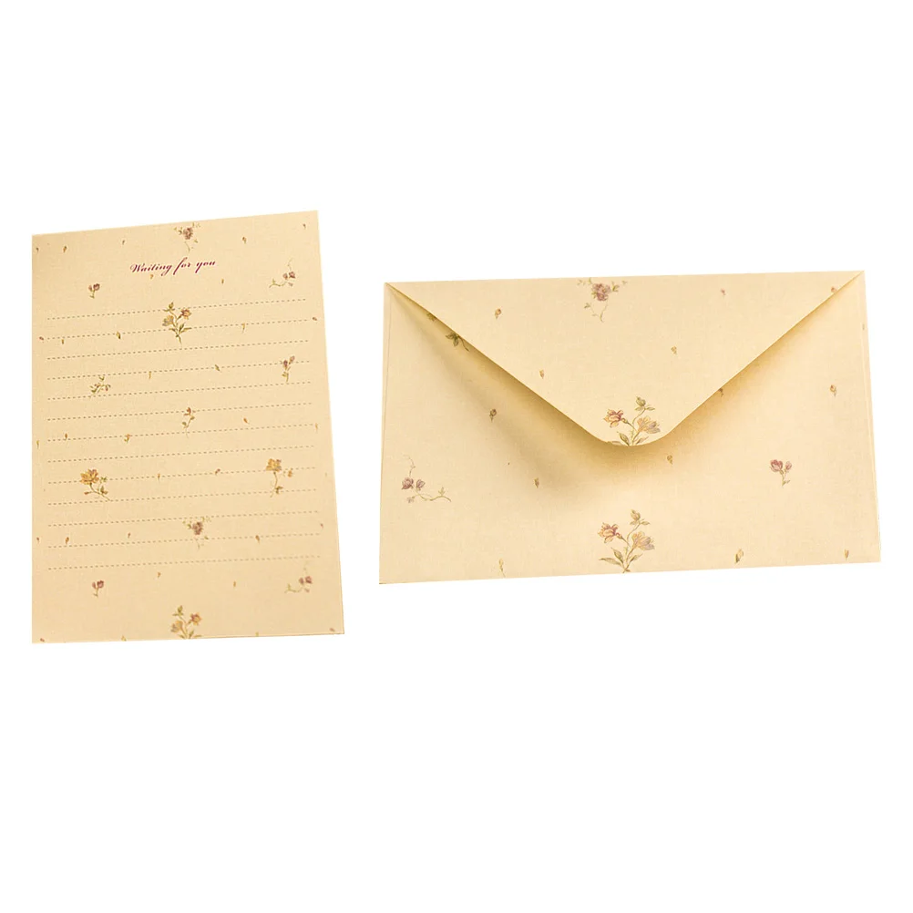 

1 set Floral Envelopes Writing Letter Paper Birthday Writing Paper Envelopes Kit Invitations Thank You Cards Wedding Replies