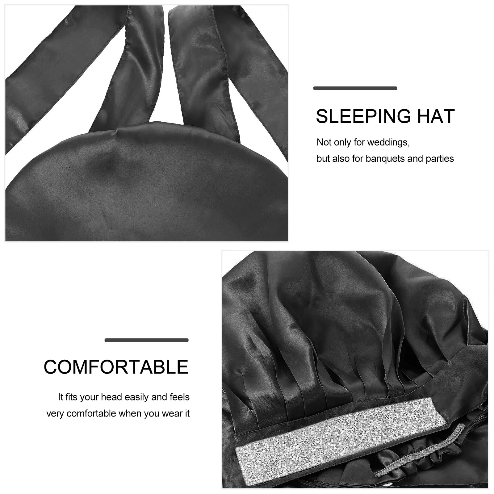 

Glitter Double Layer Bath For Women Sleep Wrap Non-Skid Sleeping Hat Home Use Long Hair Protector Shower Cap Wide Brim Hair Care