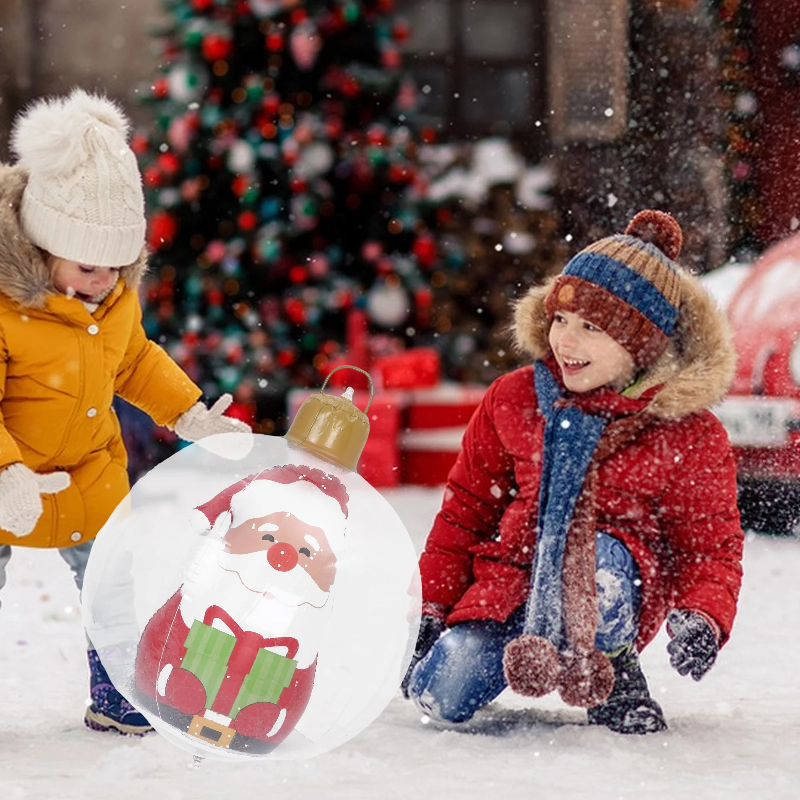 

Light Up Inflatable Christmas Ball 23.6 Giant Outdoor Blow Up Bauble Stable Base LED Lights PVC Ornament Holiday Yard Decoration