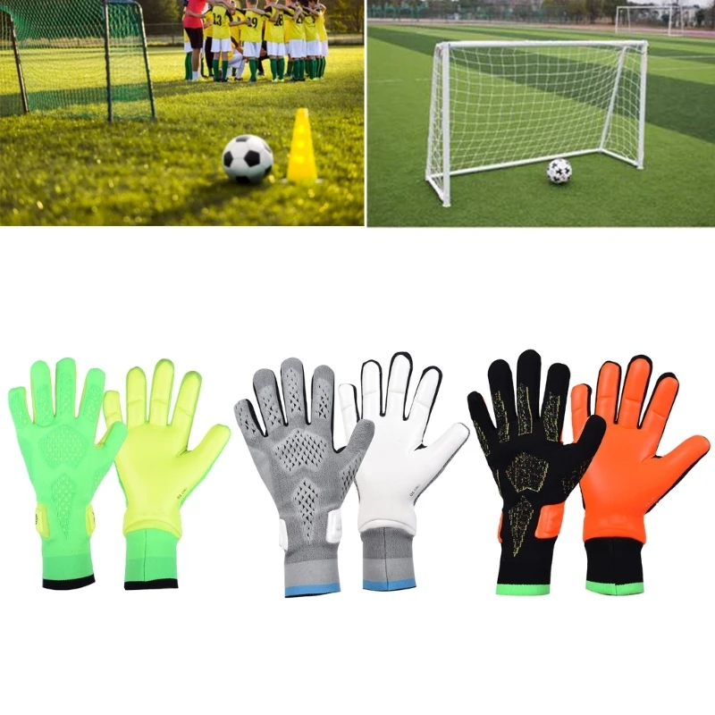 Strong Grip Goalie Soccer Glove with Finger Protection Non-Slip Breathable Gloves Strong Grip Goalkeeper Gloves for Kid 24BD