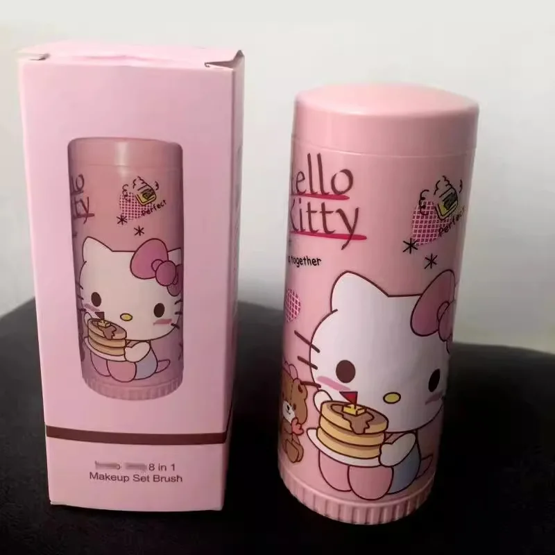 فرش مكياج كرتونية KT مكونة من 8 قطع لتخزين دلو جرلي وردي لحمل مستلزمات التجميل وأدوات فرش مجموعة كاملة