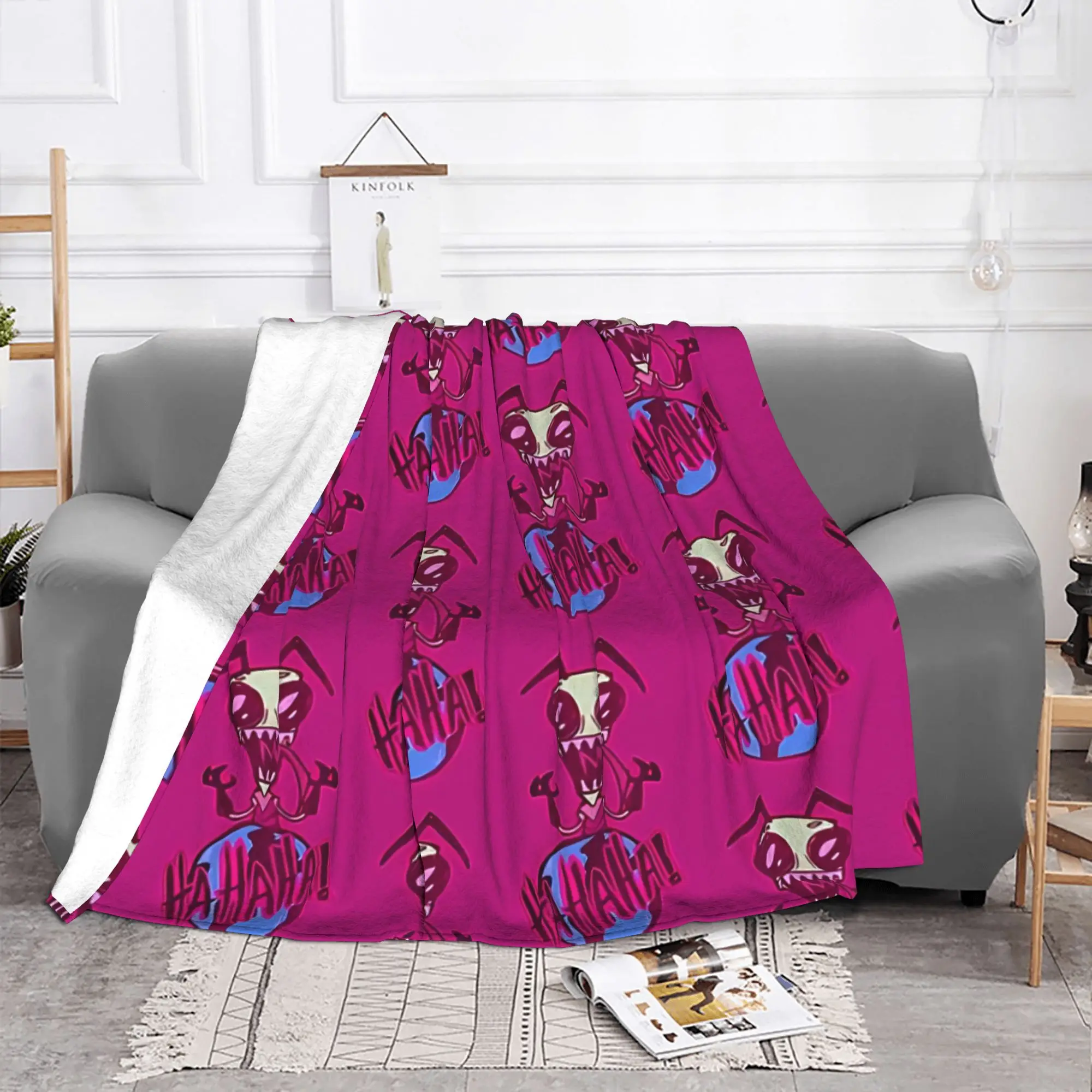 1PC Home Cutecore dark humor Invader Zim Blanket Super Cosy Plush Home Living Room Sofa Halloween