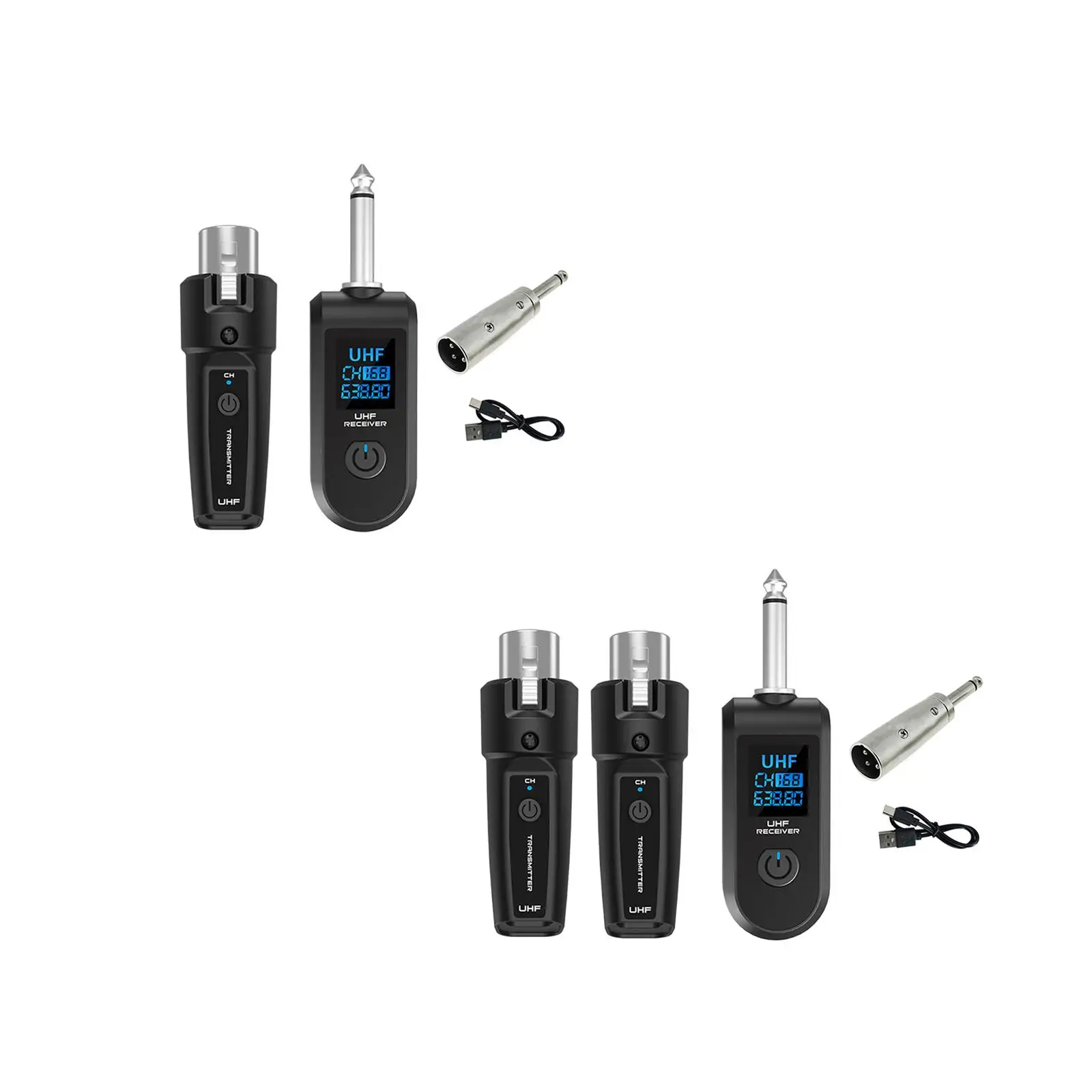 Audio Transmitter and Receiver 110dB Guitar Transmitter and Receiver for Cordless Guitar Amplifier Condenser Mic Electric Bass