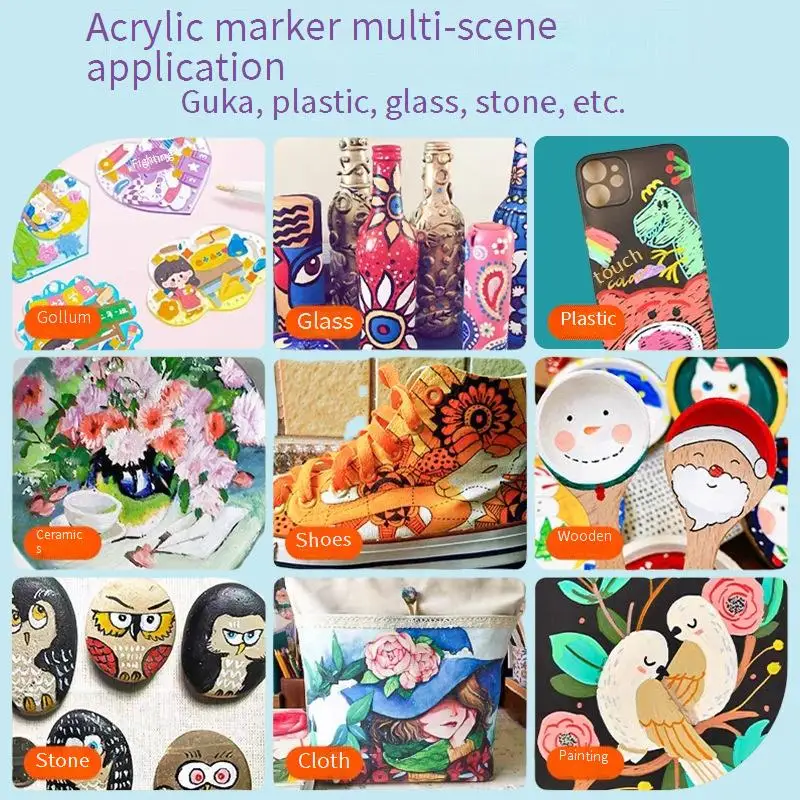 36/60/84/120 ألوان أقلام طلاء أكريليك علامات لطلاء الصخور حجر السيراميك الزجاج الخشب أكواب النسيج المعدني Canva #4