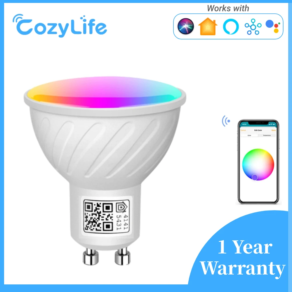 Wifi Gu10 Slimme Gloeilampen 5W, Rgb + Cw Led Track Gloeilamp, Werken Met Apple Homekit, Alexa & Google Assistent, App & Voice Control