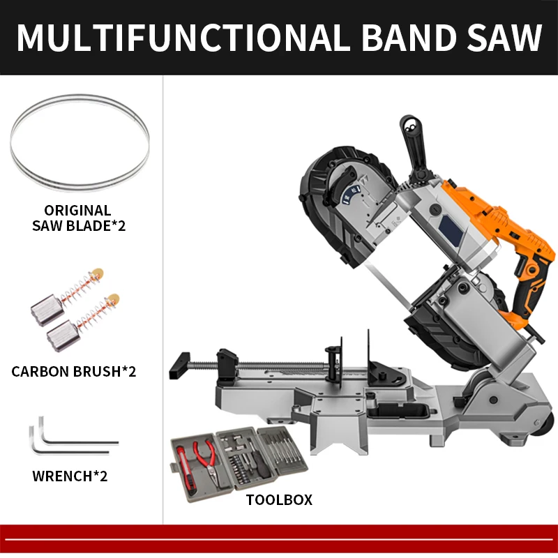 

1100W Portable Band Saw Removable Alloy Steel Base Cordless Band Saw Cutting Capacity Hand Held For Metal Wood