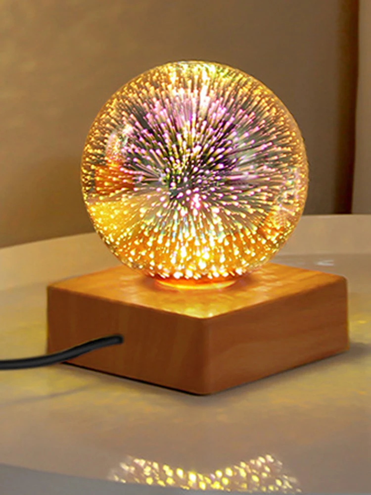 LED Colorful Night Light USB Plug-in 3D Crystal Ball Decorative Lamps Lighting Ornaments Gifts Party Decor for Wedding Birthday