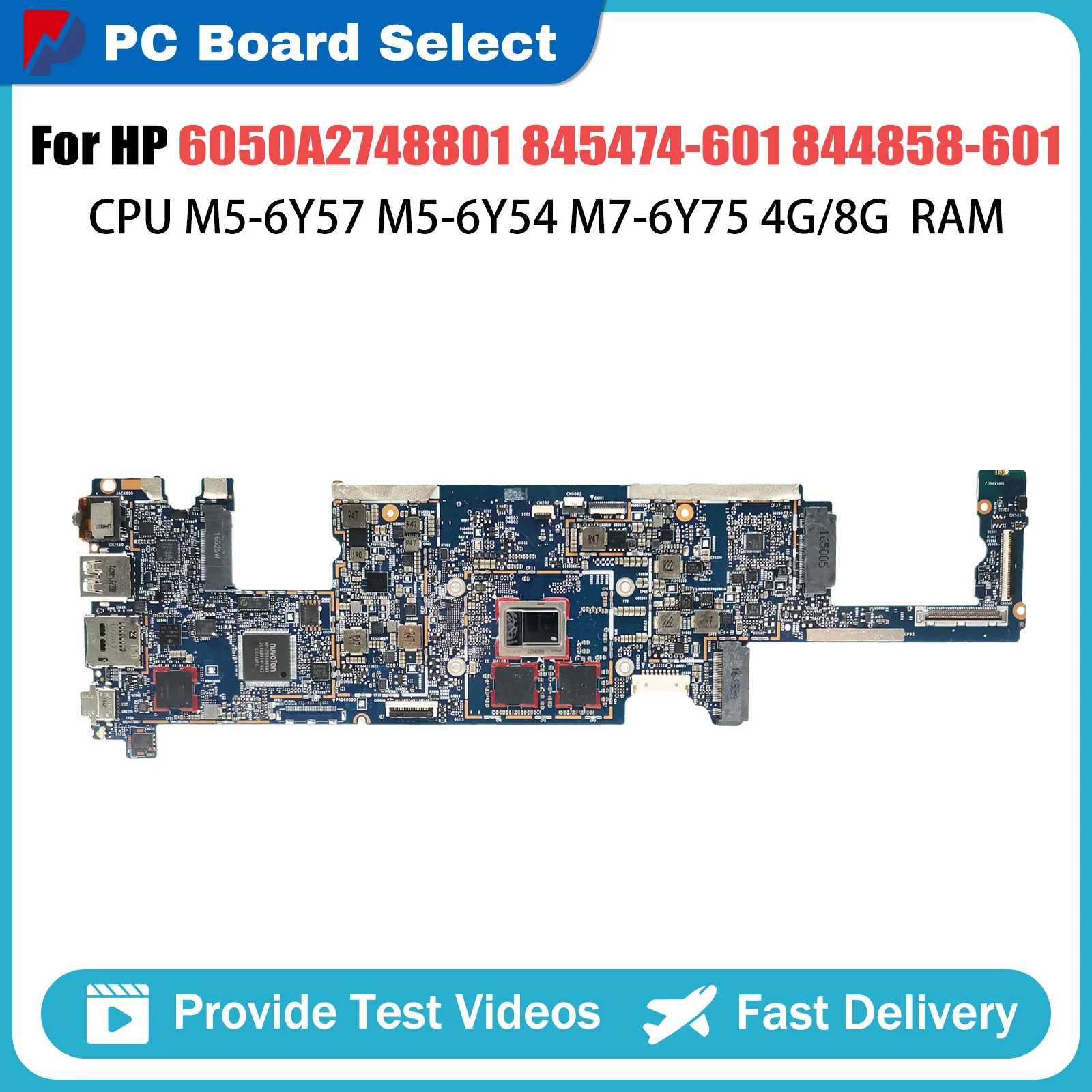 Mainboard For HP 6050A2748801 Laptop Motherboard M5-6Y54 M5-6Y57  CPU 4G RMB