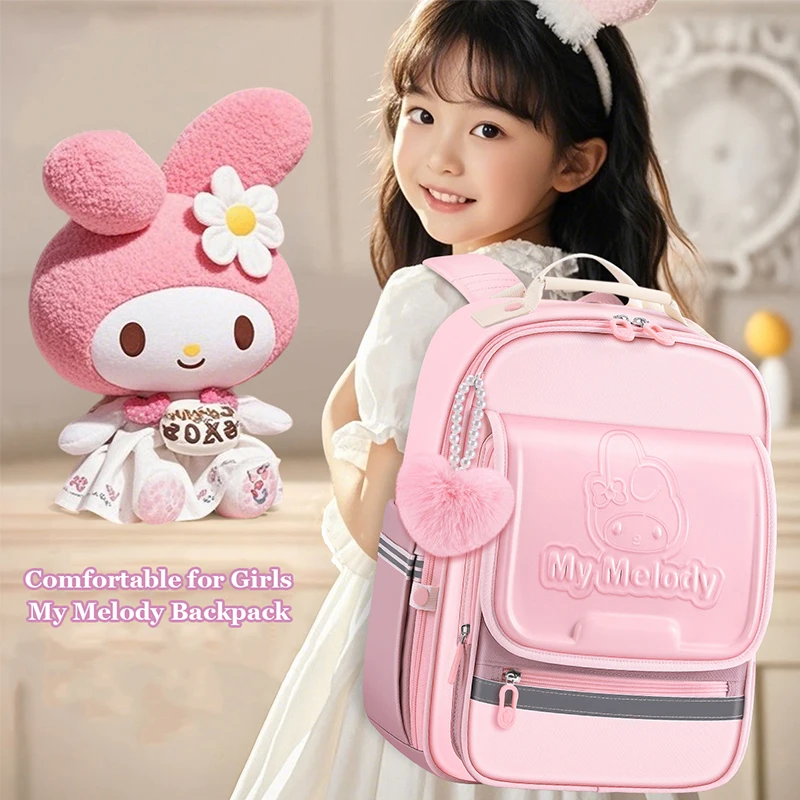 Miniso My Melody Primary Student Grade 1-4 Backpack Girl Cartoon Schoolbag Schoolgirl School Bag Pupil book bags Girls Cute Gift