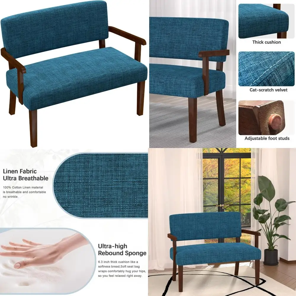 

2-Seat Accent Chair with Soft Cushion and Armrests for Living, Dining, and Waiting Areas