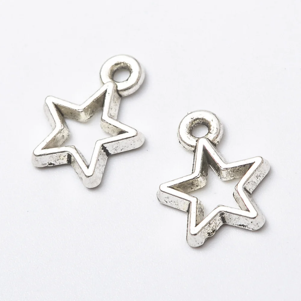 20pcs Retro Alloy Star Pendant for Jewelry Making Charm for Bracelet Necklace DIY Handmade Jewelry Findings Size 14x11mm