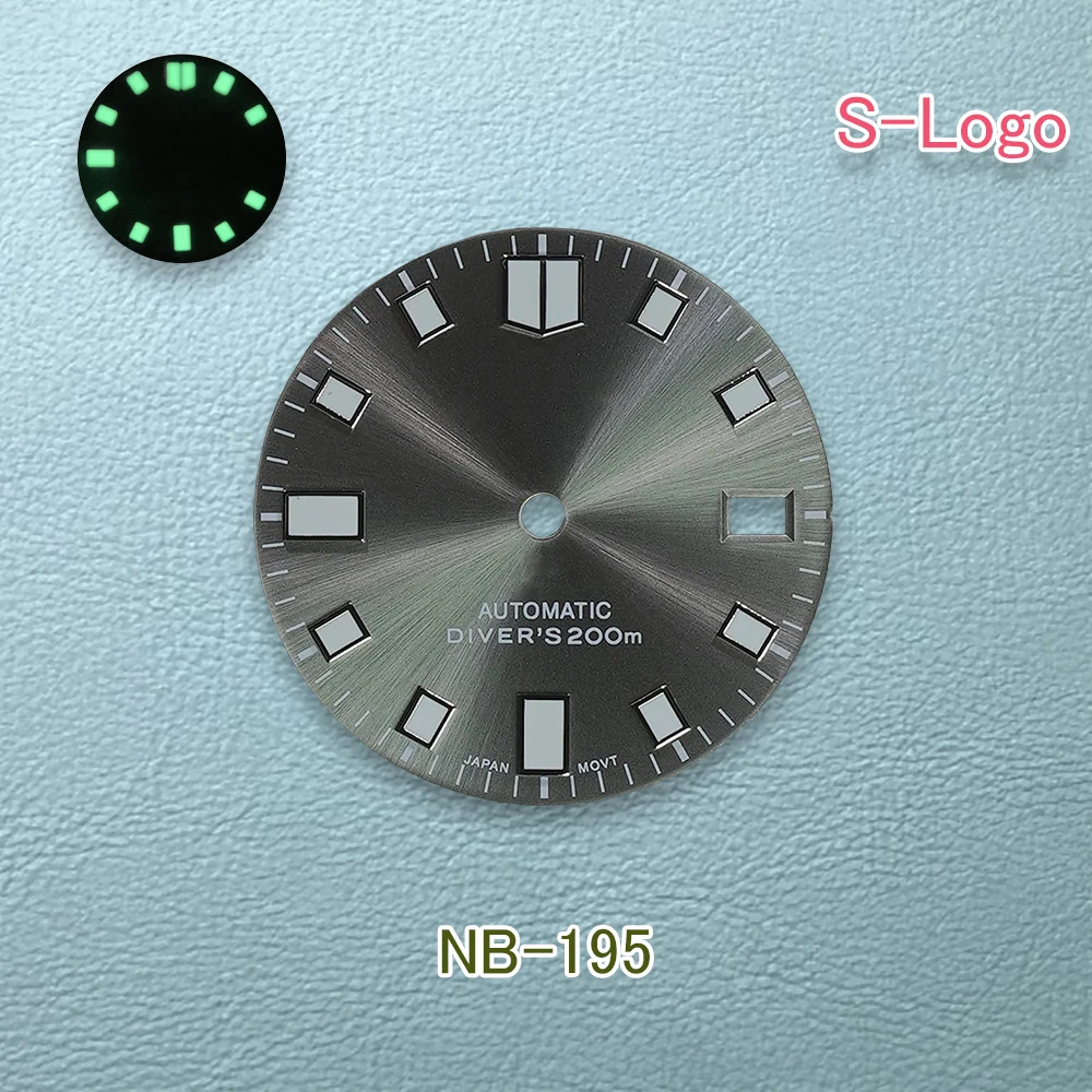 28.5mm S Logo Diver‘s NH35 Dial Fit NH36 Movement Sunburst Strong Green Luminous Watch Modification Accessories repair tools