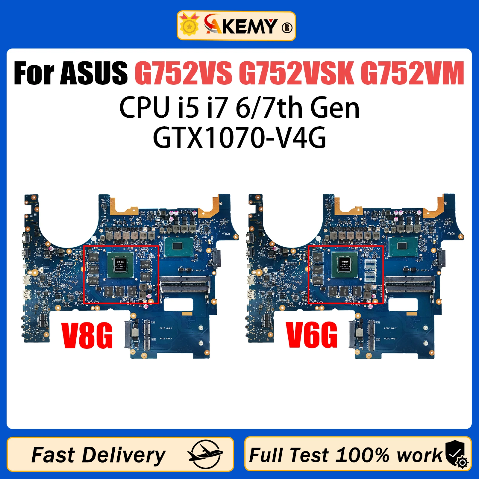 

G752VS Mainboard For ASUS ROG G752VSK G752VM G752V Laptop Motherboard I5 I7 6th/7th Gen CPU GTX1070/V8G