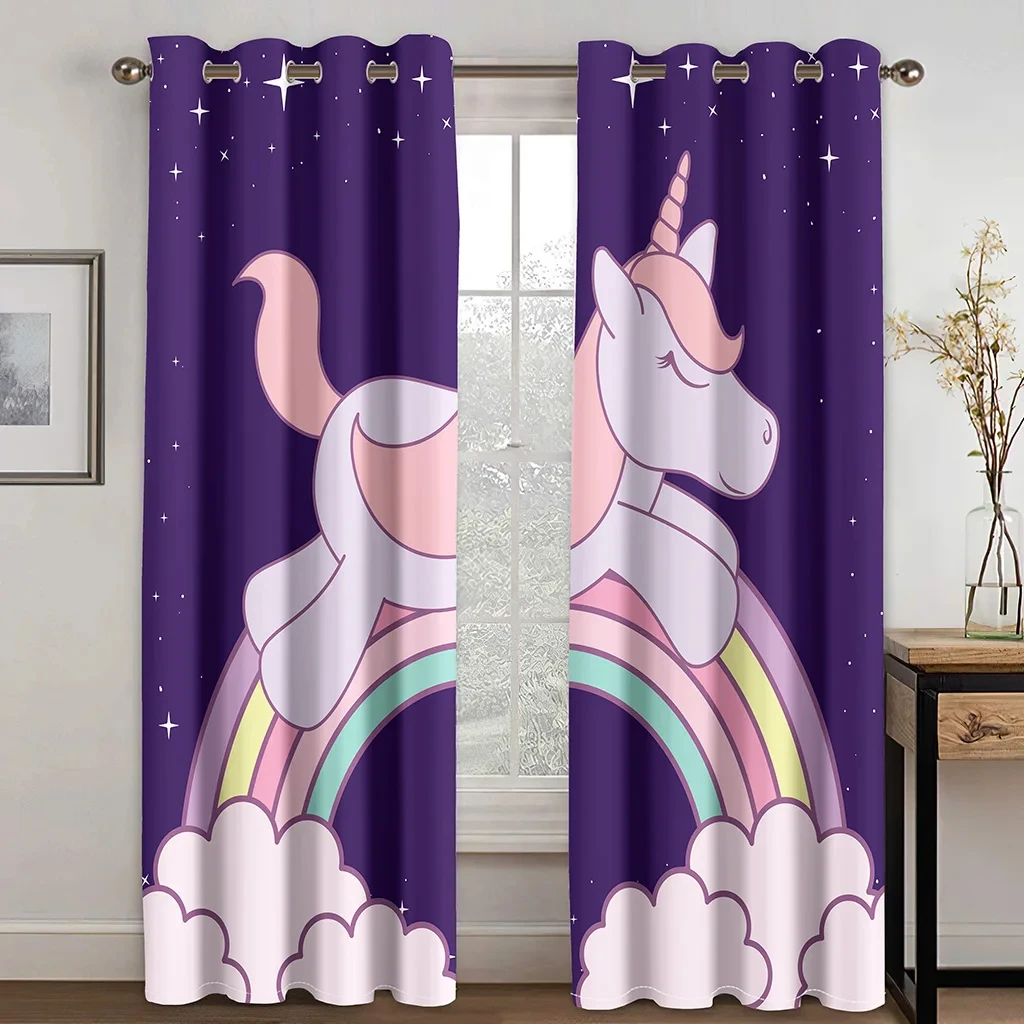 Cute Unicorn High Blackout Curtains for Bedroom and Living Room in Various Cute Styles High Shading Drape New Fashion Pattern