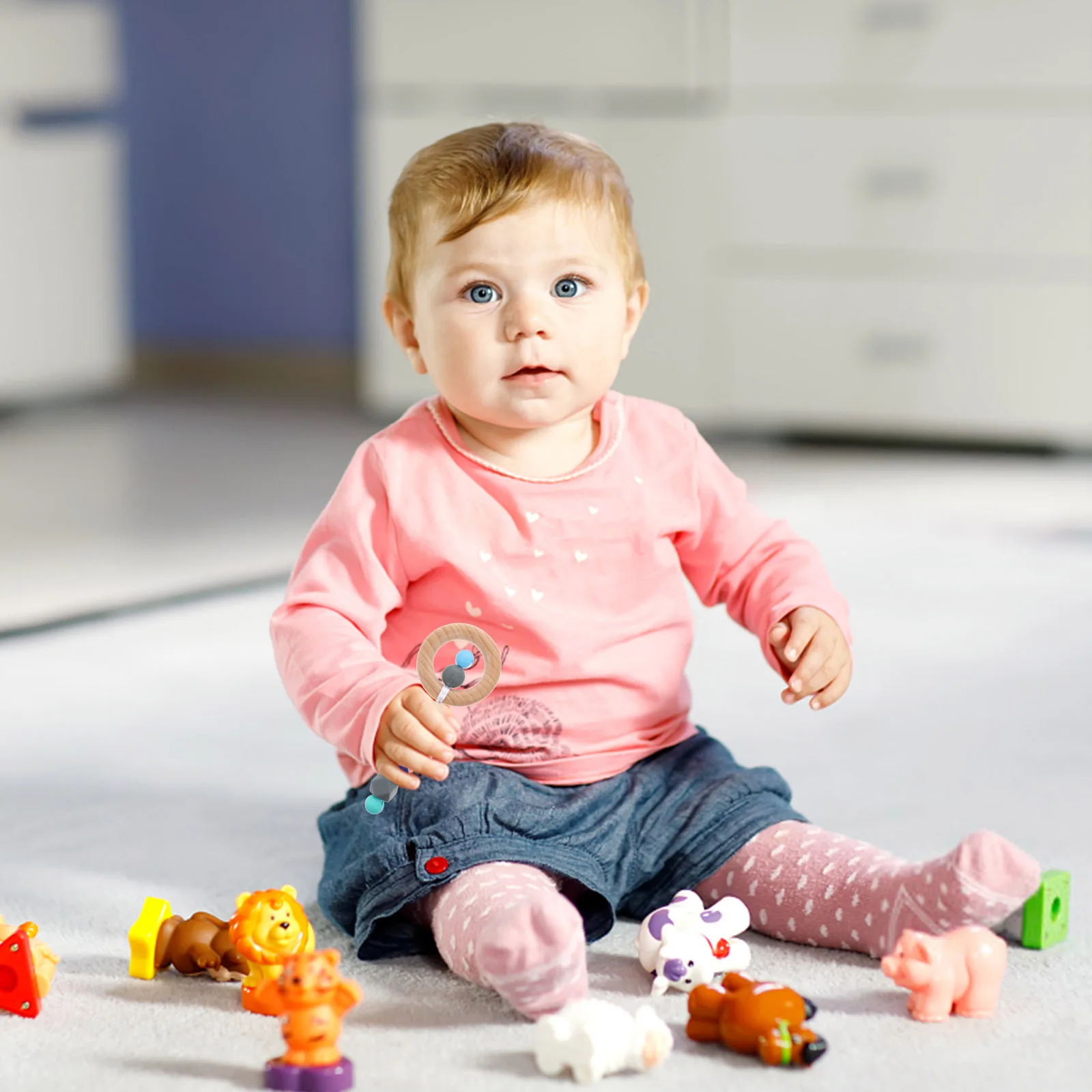 Silicone Baby Teether Wood Molar Rod Infant Sensory Chew Grinding Plaything Ergonomic Toddler Soother