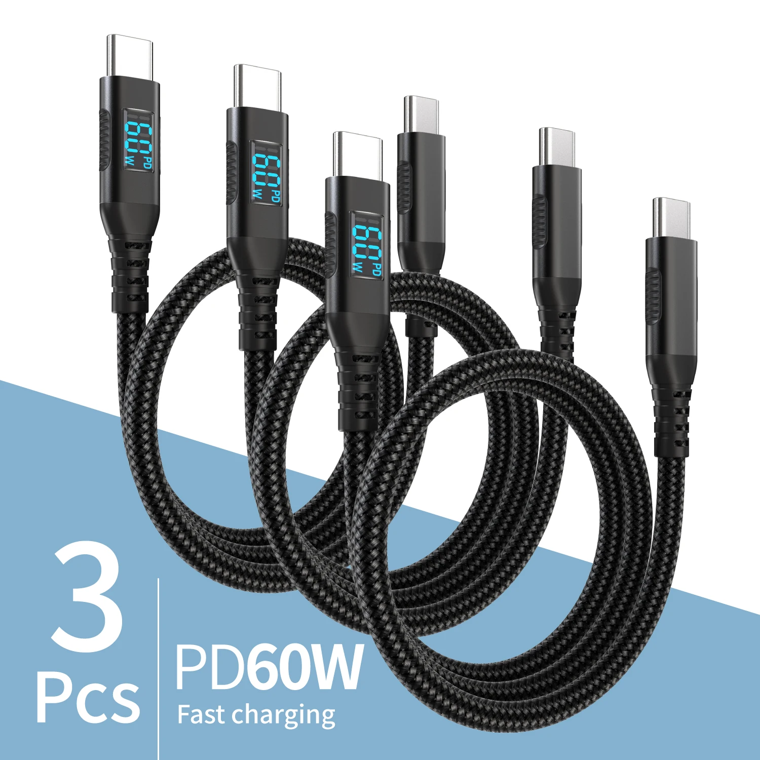 

USB C to USB C Cable, Type-C 60W Fast Charging Cable (6.6FT, 3Pack) for iPhone 17/16/15 Series, iPad mini 6 and More (Pack of 3)