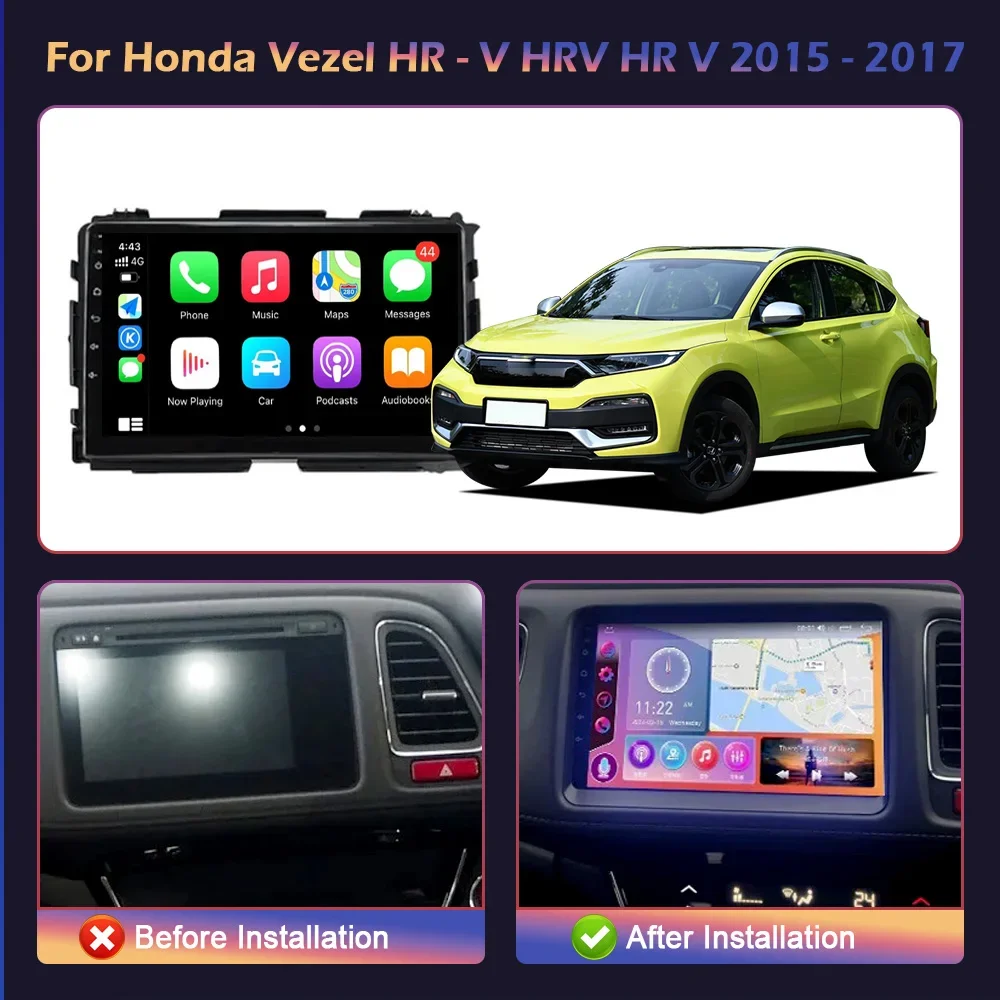 Android 14 For Honda Vezel HR - V HRV HR V 2015-2017 Wireless Carplay Stereo Car Radio Central Multimedia Navigation Head Unit