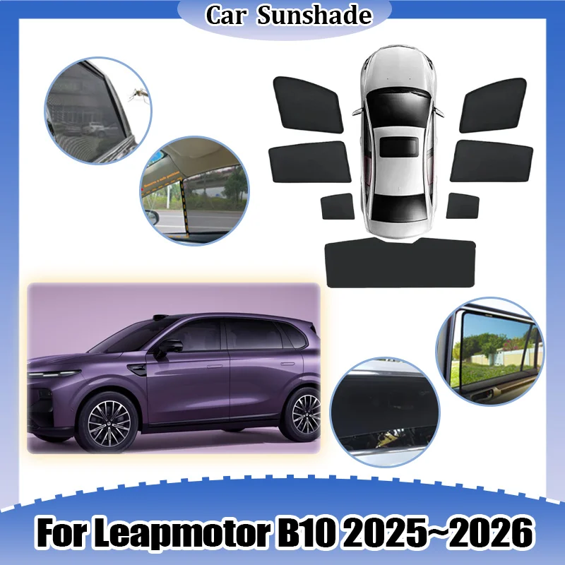 

Car Mesh Sunshade For Leapmotor B10 2025 2026 UV Protection Sun Visor Breathable Mesh anti-mosquito Privacy Curtain Accessories