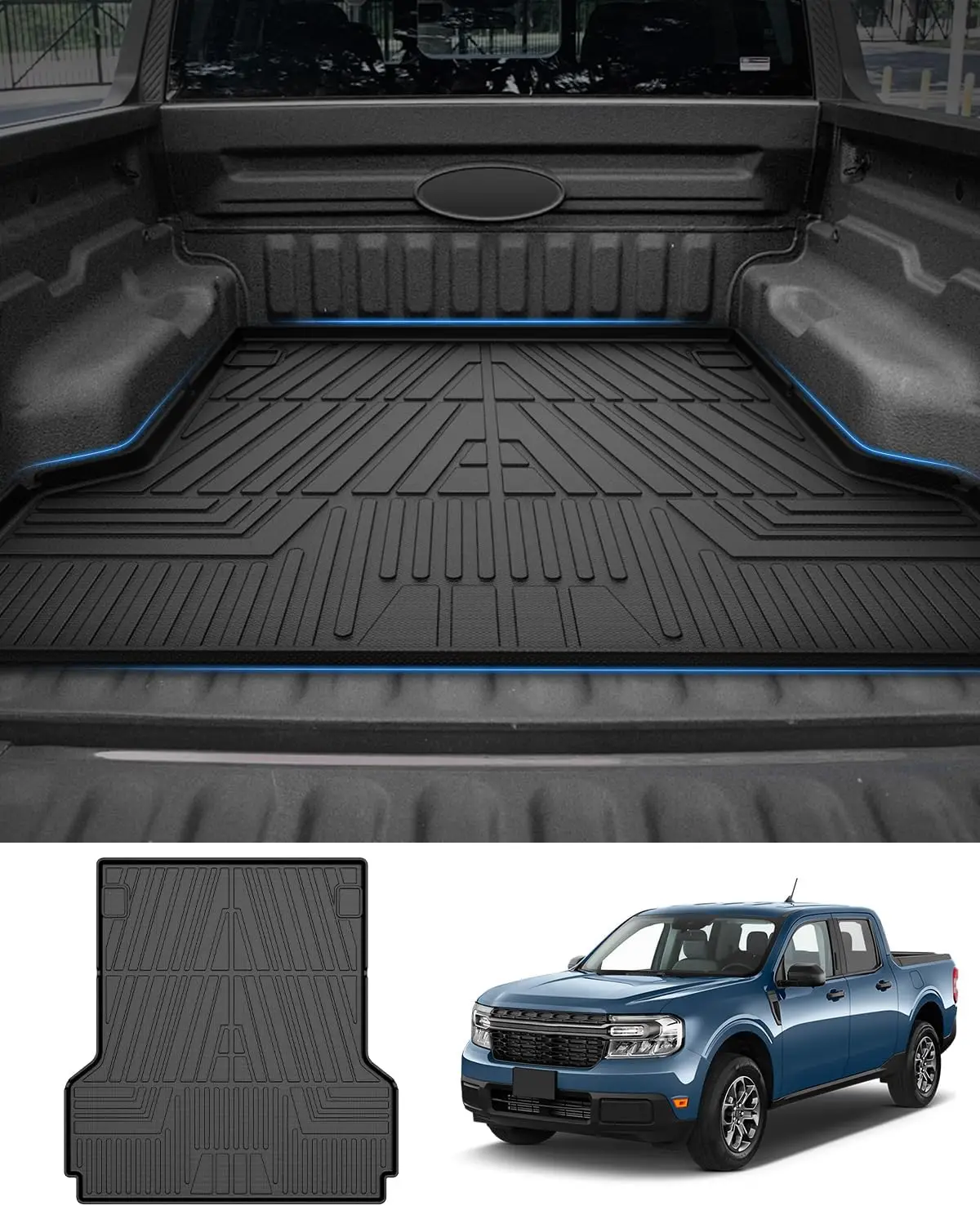 

All-Weather TPE Truck Bed Mat for Ford Maverick XL/XLT/Lariat Models 2022-2026, Black Accessory
