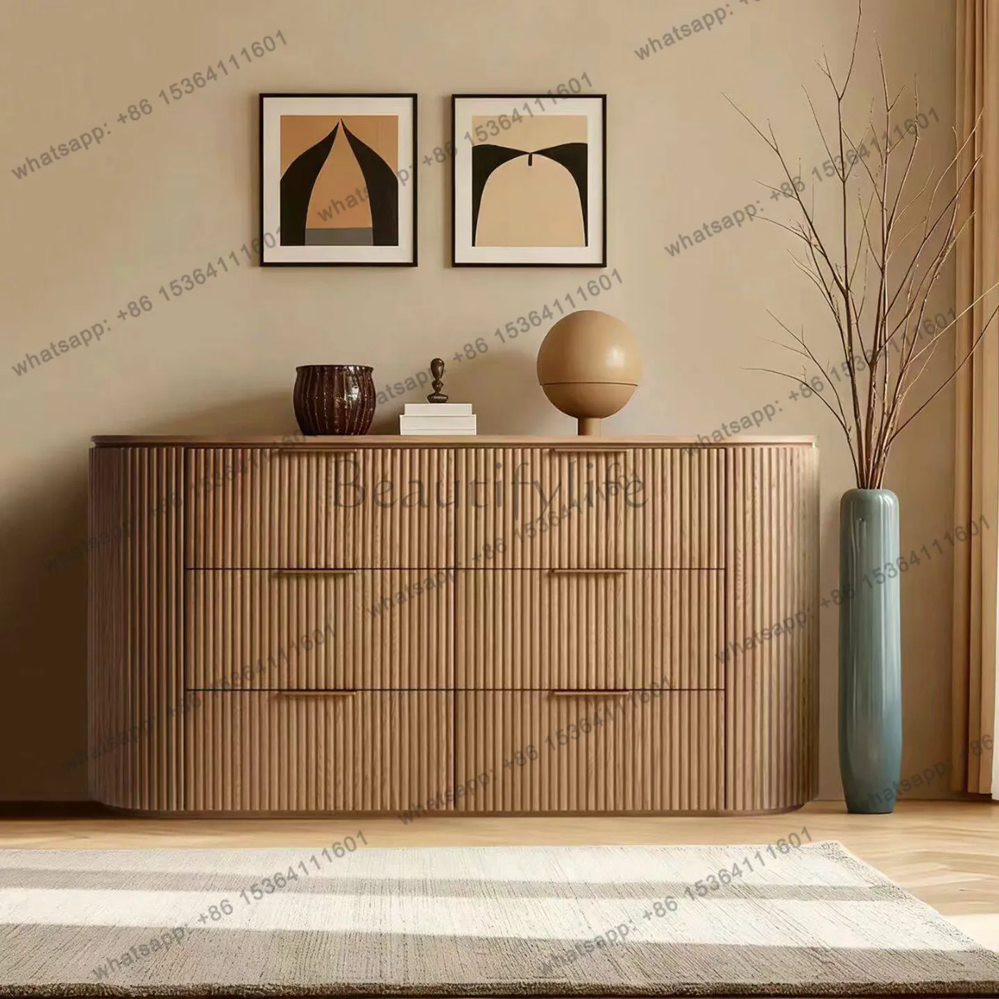 Factory direct American simple solid wood five bucket six chest cabinet French retro drawer cabinet