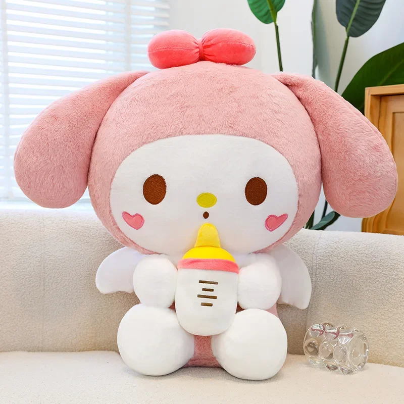 Il nuovo biberon di Sanrio Kuromi Angel Doll Cuscino Peluche Bambola Giocattolo Salsa Compleanno per bambini Regalo a sorpresa di Natale