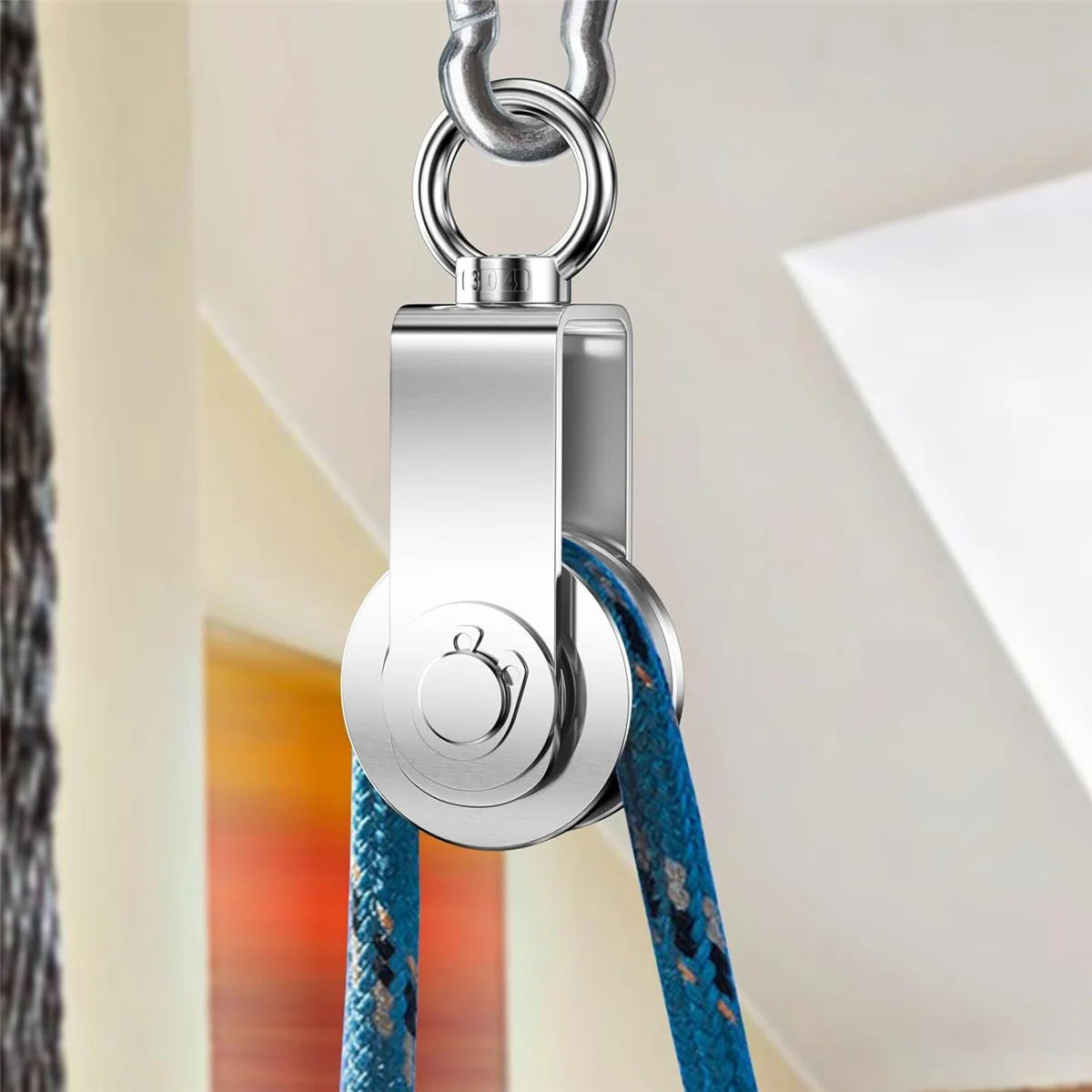 AA84 Cable Pulley Wheel Stainless Steel Swivel Pulley Block Silence Rotation Traction Wheel for System Lifting Gym 2Pcs