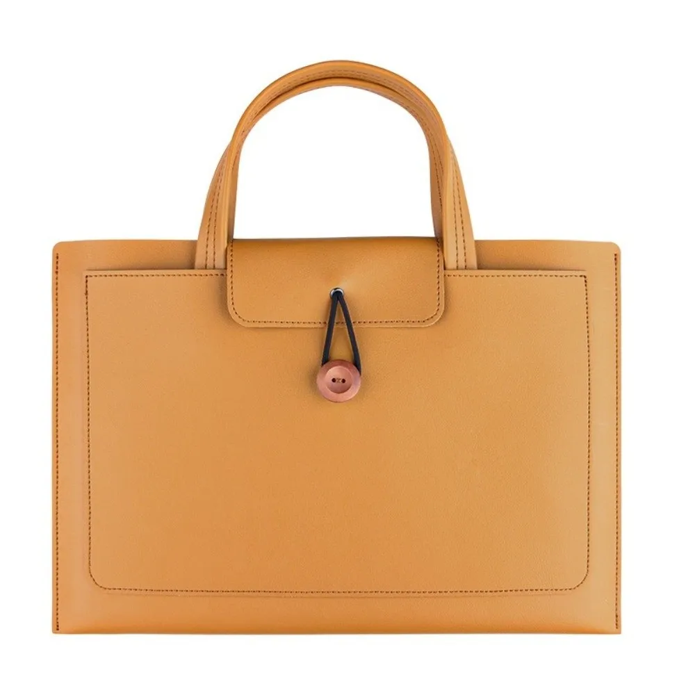Handbag Large Capacity Laptop Bag Solid Color PU Protective Bag With Storage Pocket Rectangle Briefcase Business Use