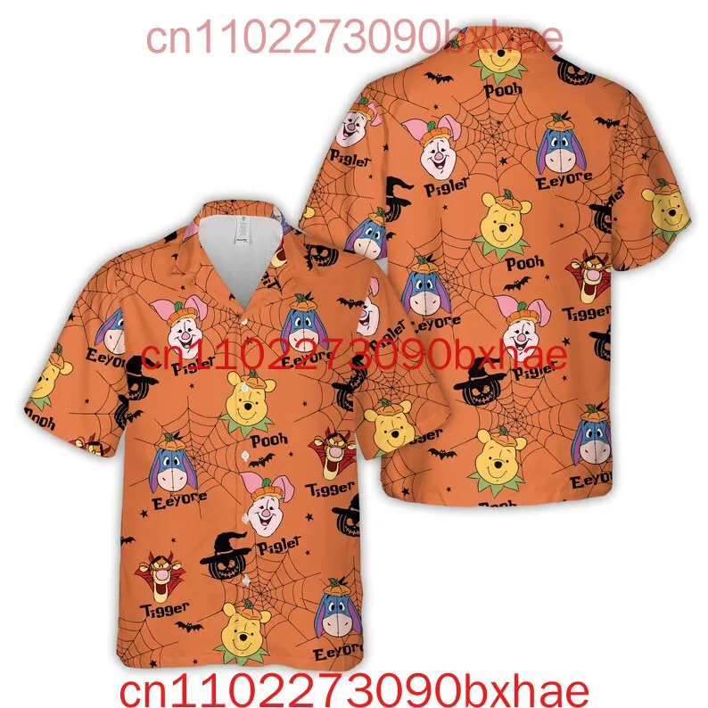 

Winnie the Pooh Halloween Hawaiian Shirt Disney Fashion Street Men's And Women's Children's Short Sleeved Button Up Shirt