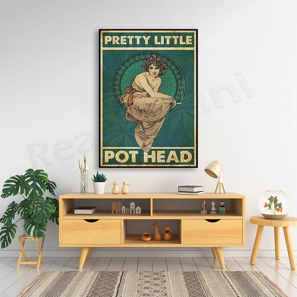 

Pretty little pothead poster, stoner decor, hippie poster print, 420 art, hippie girl, weed