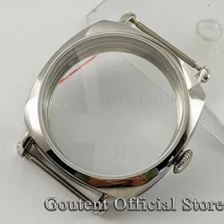 Goutent 44mm Silver Watch Case For ETA 6497 6498 Seagull ST36 Movement Stainless Steel Watch Case