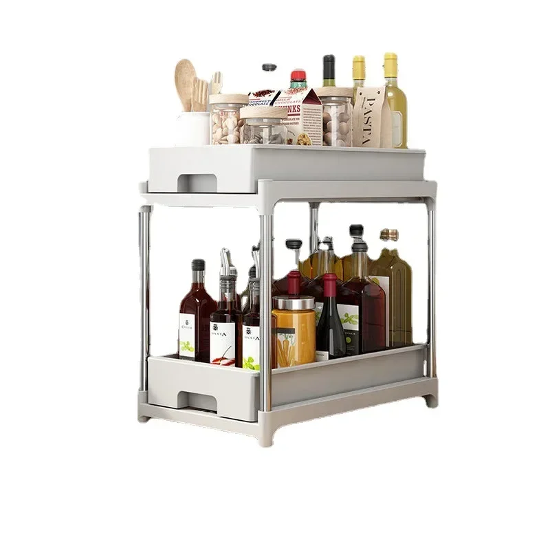 

z Kitchen Drawer Type Storage Shelf Under The Sink Kitchen Cabinet Can Be Pulled Seasoning Rack Collection Fruit Vegetable Stor