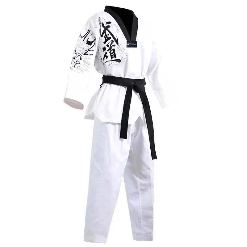 Adult Men Women Master Taekwondo Uniforms Dobok Tae Kwon Do Trainer Suit Free White Belt Karate Clothing