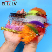 Ellllv 6.9inch Streamer Fly 4/0 Big Game Streamer Hook 3D Eyes Lifelike Baitfish Lure Fishing Sea Bass Musky Saltwater Species