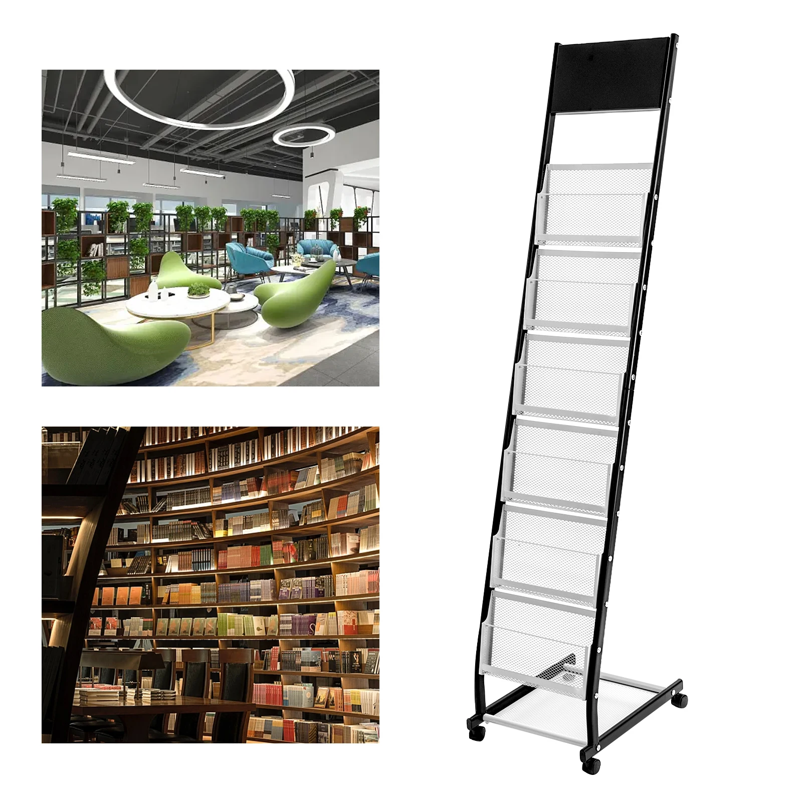 

Foldable Magazine Rack, 6 Layers, 12 lbs Capacity, Easy Assembly, Iron Frame for Books, Journals & Brochures