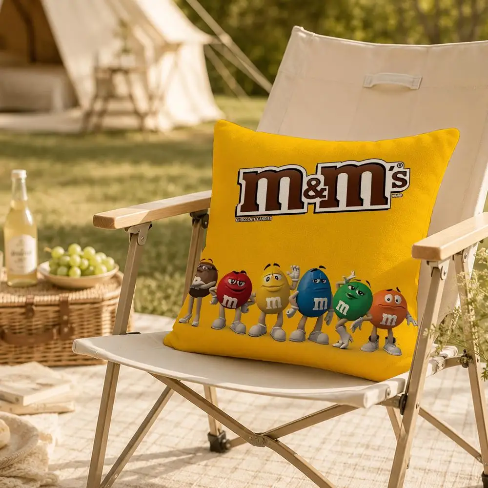 candy chocolate character M-Ms Cushion Cover Soft Short Plush Throw Pillow Cover Washable Skin Friendly Sofa Living Room Decor