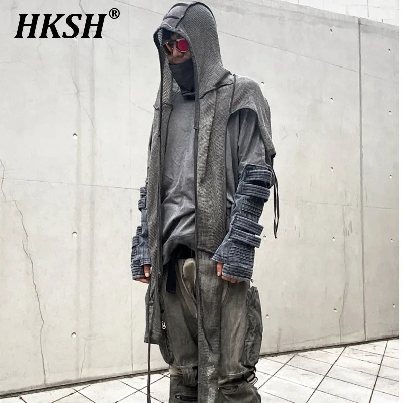 HKSH Men's Punk Tide Waste Land Style Cotton Screen Asymmetric 3D Cut t-shirt Shawl Face Scarf  Fashion Personality New HK1602