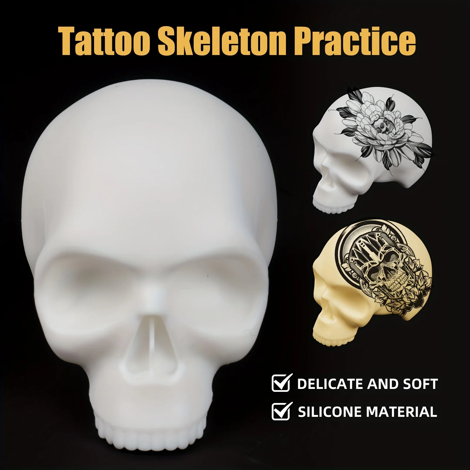 

Ультра-реалистичная 3D текстурированная силиконовая татуировка с черепом Sil Icone, принадлежности для практики татуировки для профессиональных татуировщиков