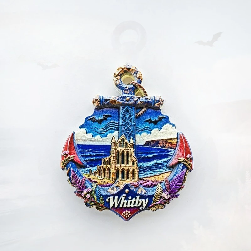 Whitby Anchor Fridge Magnet - Atmospheric 3D English Coast Souvenir Unique Yorkshire Gift for Travel & Gothic Home Decor