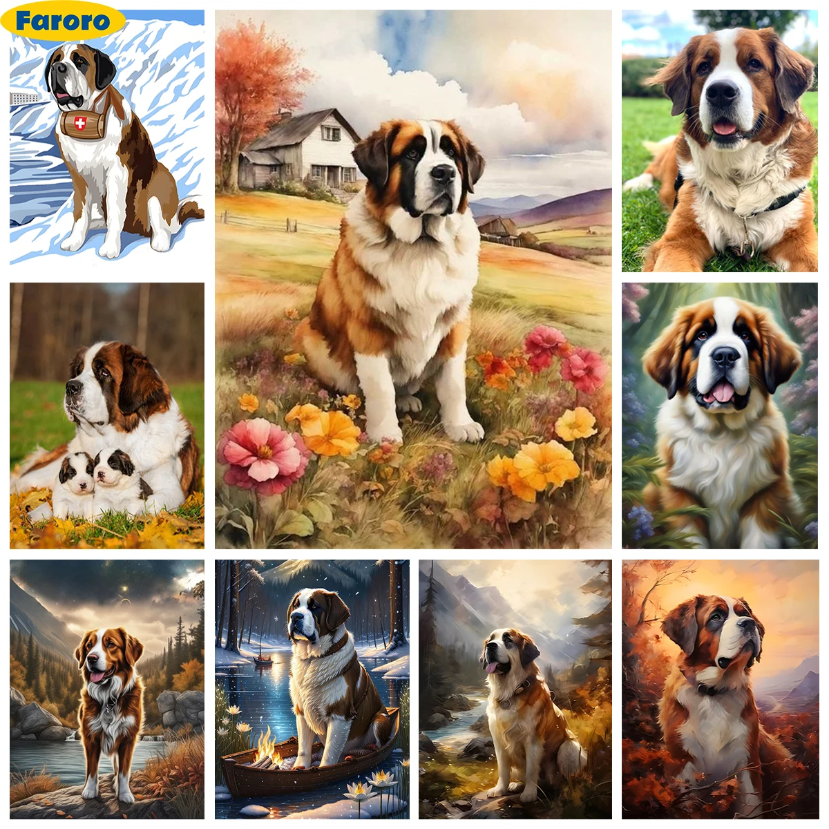 Saint Bernard 5D Diamond Painting Switzerland Pet Dog Mural Diy Diamond Embroidery Cross Stitch Handmade Gift Home Wall Decor