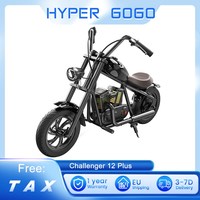 HYPER GOGO Challenger 12 Plus Electric Motorcycle for Kids 12'' Pneumatic Tires with Bluetooth Speaker Simulated Fog With Fender