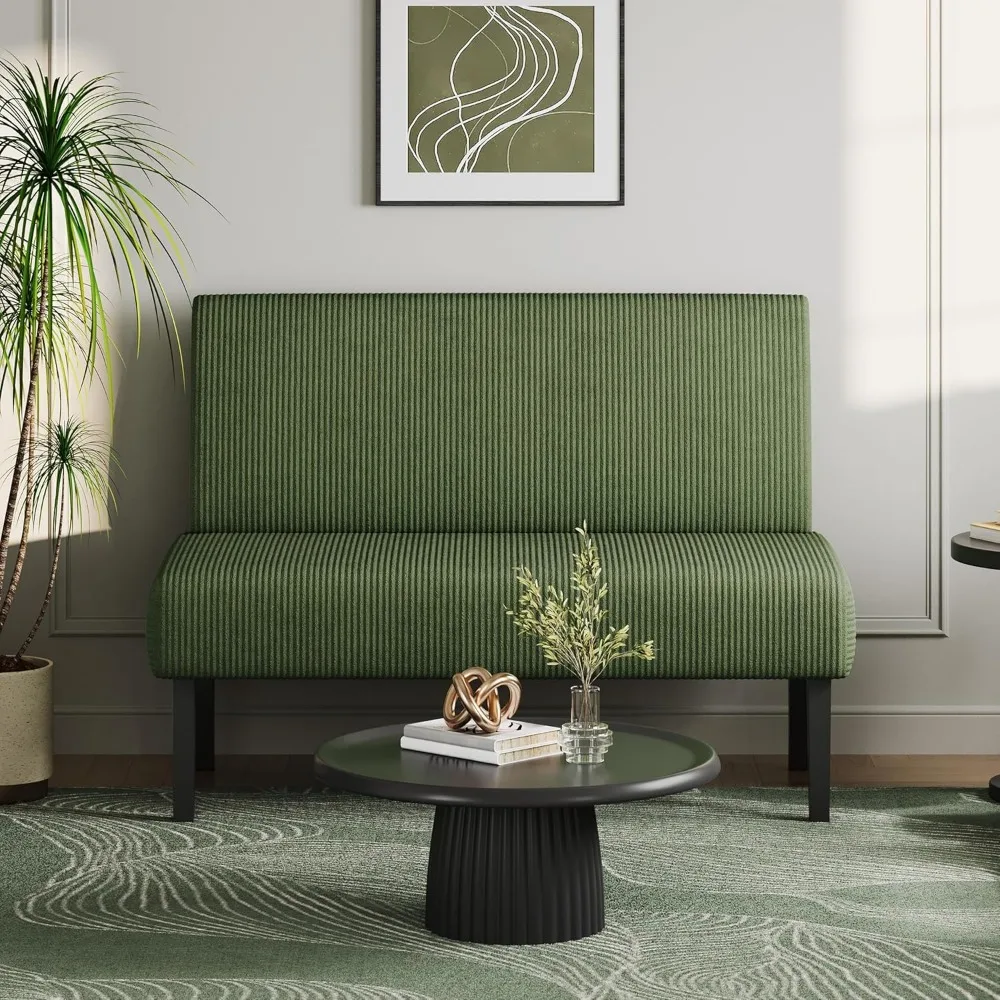 

Small Mini Sofa Couch Armless Loveseat Futon for Bedroom, Corduroy Fabric & Easy Assembly, for Small Spaces Living Roo