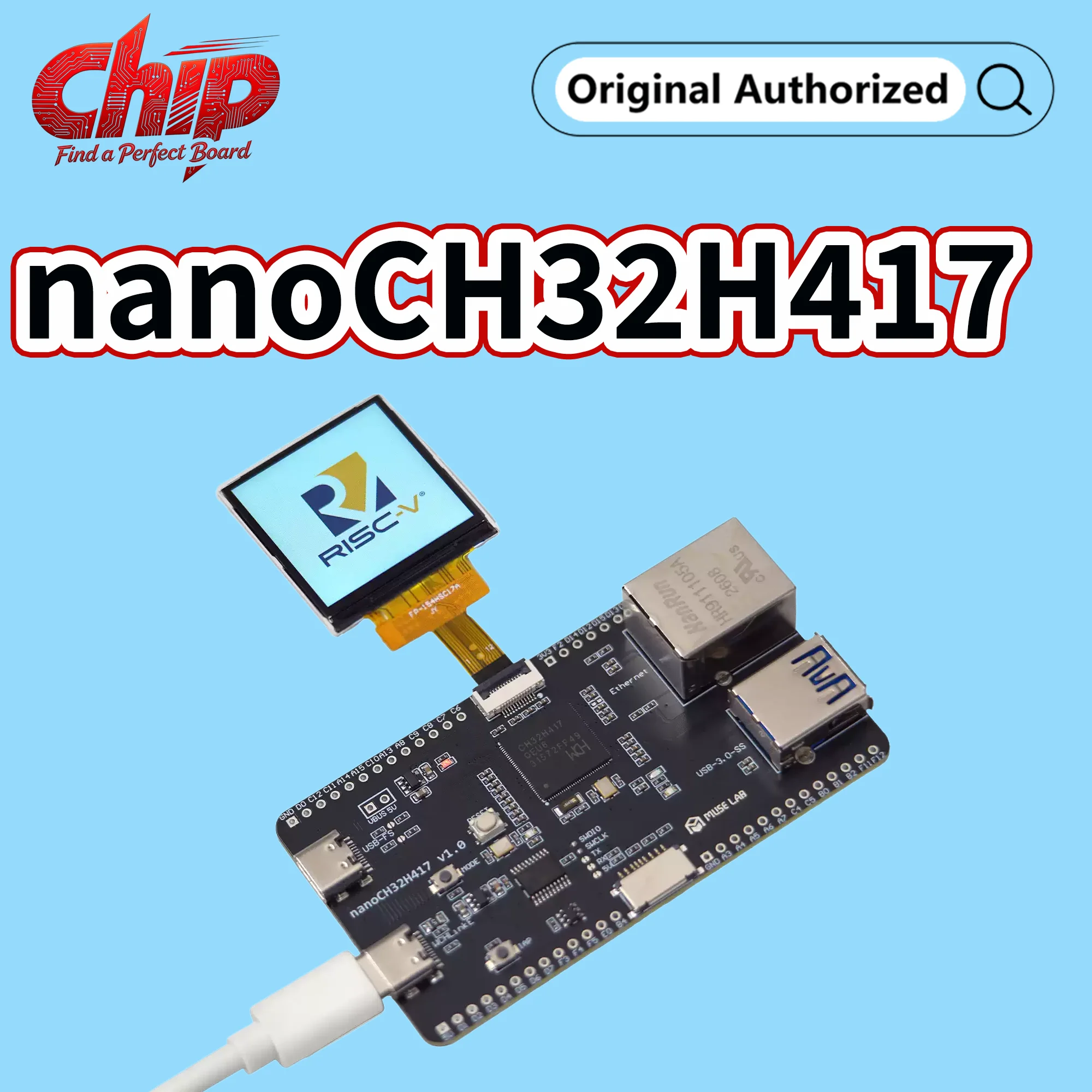 Muselab NanoCH32H417 Dev Board RISC-V Dual TYPE-C Interface USB 3.0 Super Speed 5Gbps 100Mbps Ethernet Open Source