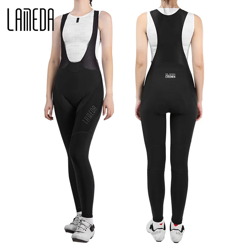 

LAMEDA Women's Winter Cycling Bib Pants Windproof Padded Fleece Biking Bibs Tights with Shoulder Straps MTB Cycling Clothing