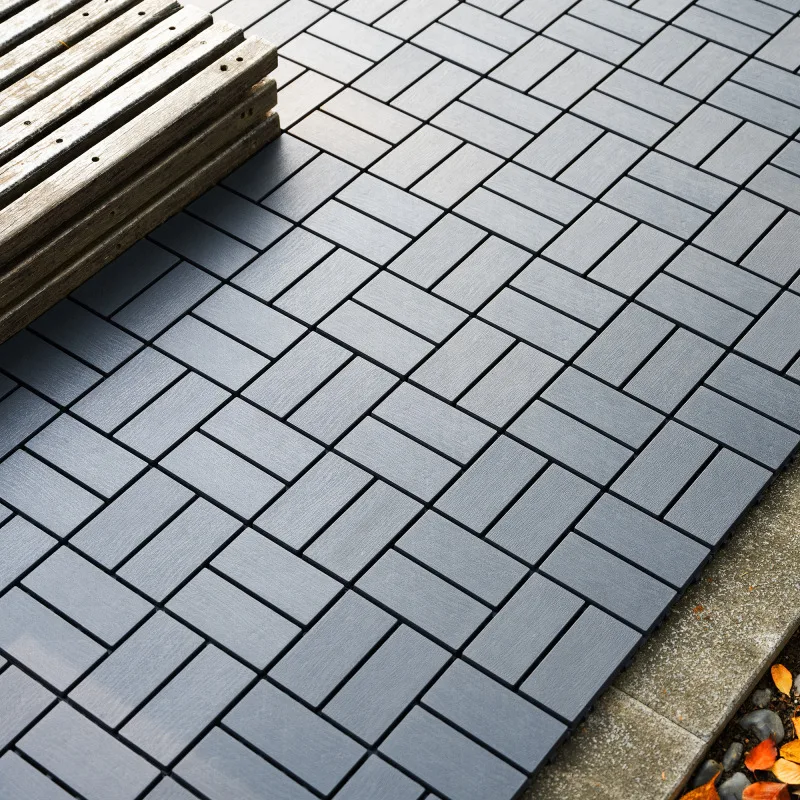 

Plastic Interlocking Deck Tiles Square Waterproof Outdoor All Weather Use Patio Decking Tiles for Poolside Balcony Backyard Grey