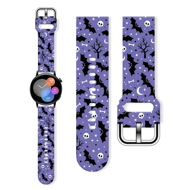 Halloween 20mm Printed Strap for Samsung Galaxy Watch 6/5/4 40mm 44mm 4Classic 42mm 46mm Sport Band 22mm for 5Pro 45mm Watchband