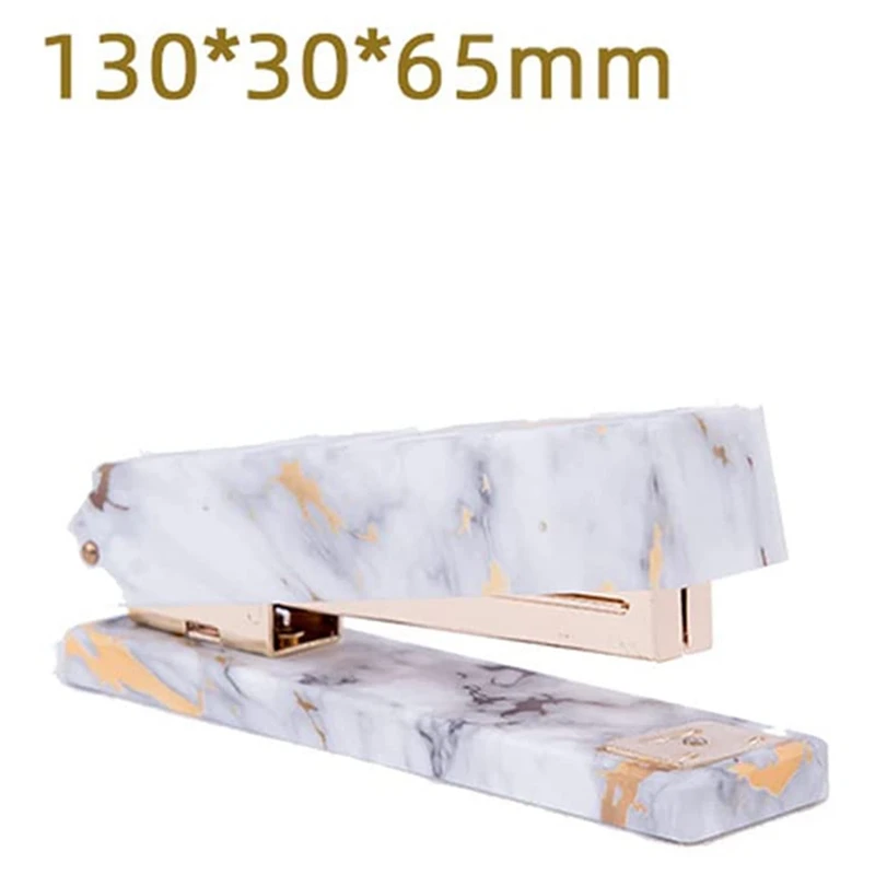 Top-Acrylic Gold Marble White Office Desk Sets Stapler & Tape Dispenser Heavy Duty Office Supplies Desk Accessories Set