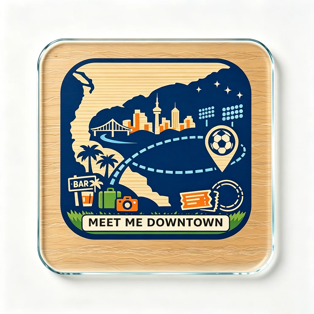 

Square Acrylic Coaster Fun Soccer Travel Printed Coaster Pub Night Gift Coaster Fan Desk Watch Party Decoration