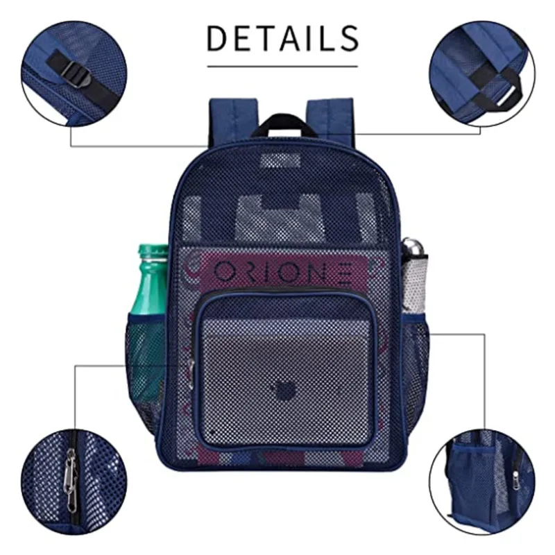 2023 New Fashion Women Transparent Backpacks Mesh Backpack for Boys and Girls Light Weight Rucksack Travel Black Student Bag