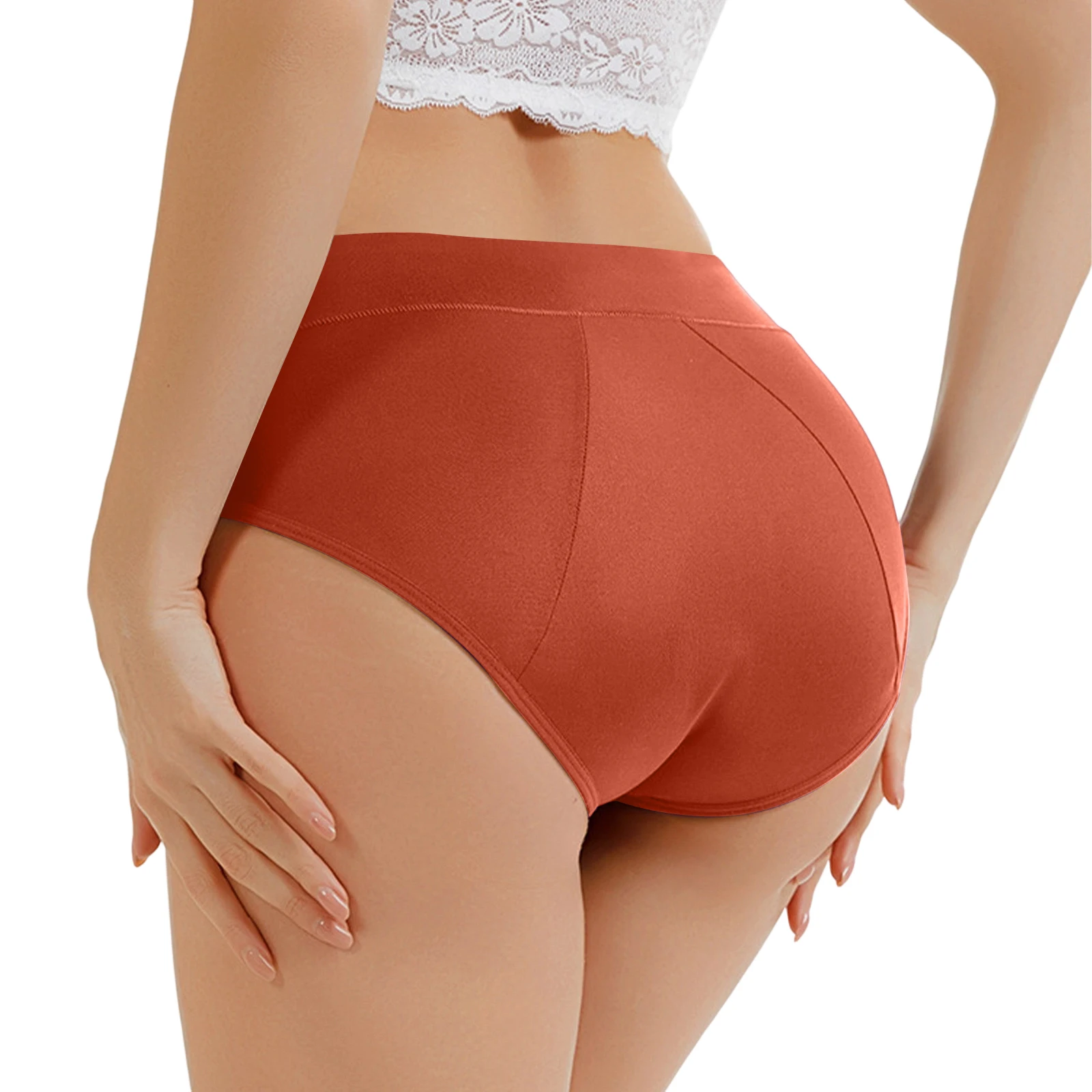 Women Period Panties Breathable Mid Waist Leakproof Briefs Comfortable Tummy Control Underwear for Girls Reusable Menstrual