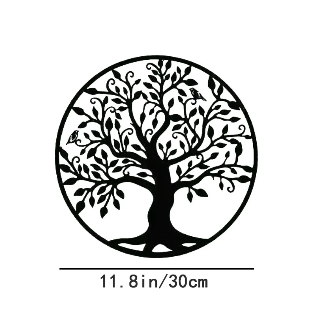 Metal Wall Art, Tree of Life Family Sign: Metal Wall Decor with Iron Art Silhouette, Wall Sticker Artwork Included